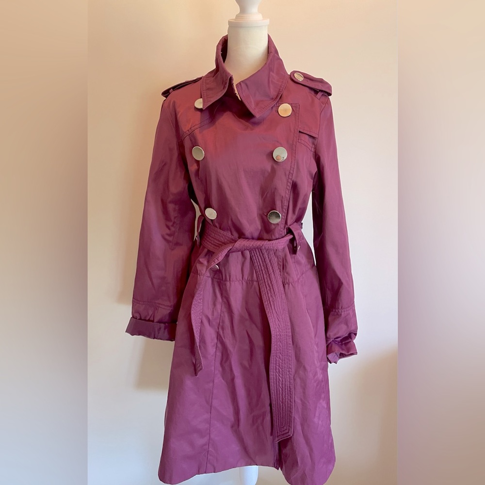 Green With Envy Purple Trench Coat Size Large.